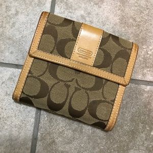 Coach Signature Canvas & Leather Snap Wallet